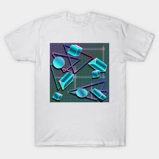 90s Trapper Binder Keeper Geometric Grid Tron Pattern 80s Retro T-Shirt